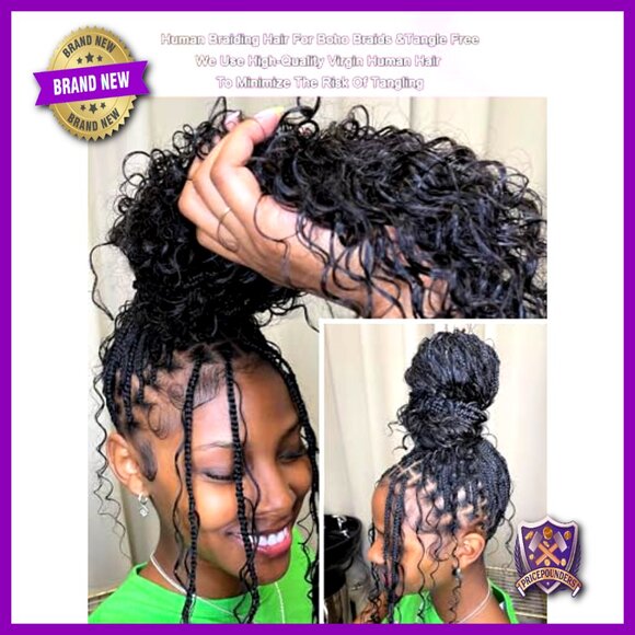 100% Human Hair Braiding Bundles 16 Inch Curly No Weft 100g 2 Pack